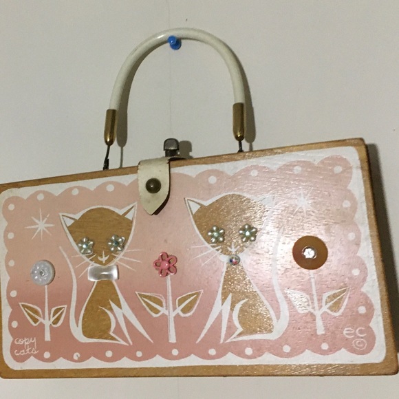 Vintage Enid Collins PINK “Copy Cat” Wooden box bag. CHECK MEOWT!! - Picture 12 of 15